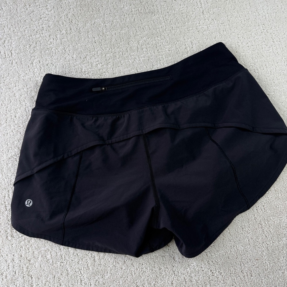 Lululemon Speed Up Running Shorts Women Size 8 Black Low-Rise Lined 2.5" Inseam